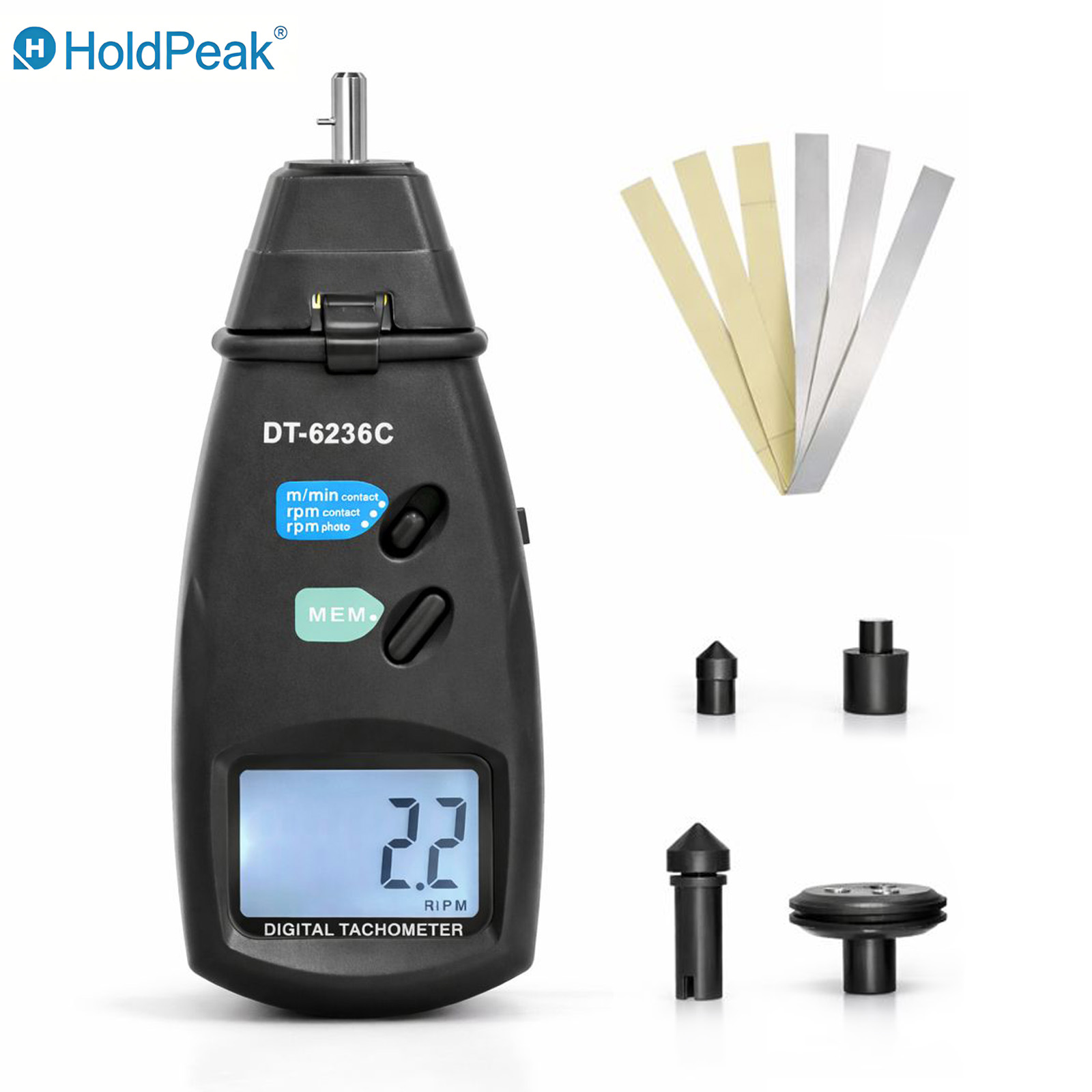 Industrial Laser Tachometer - Tacômetro de Contato e Laser HoldPeak