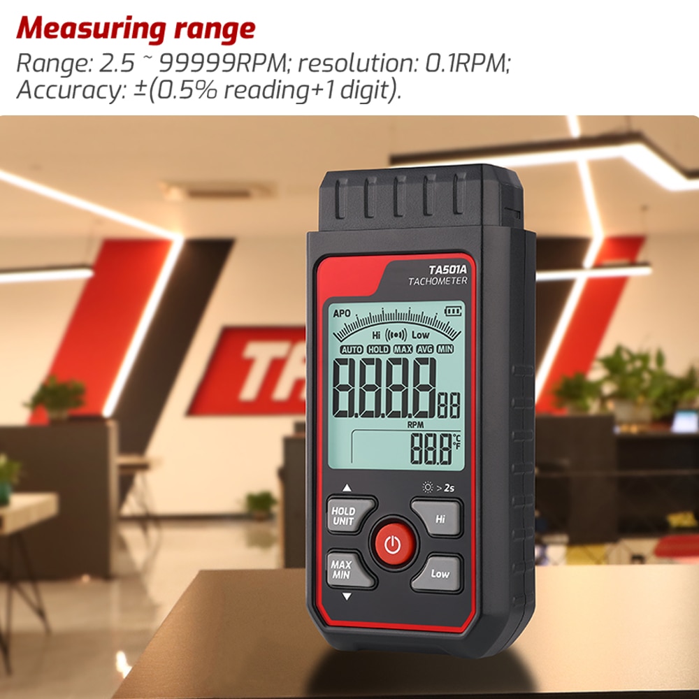 Tacômetro laser TA501A até 999 - Industrial Laser Tachometer avaliação e preço