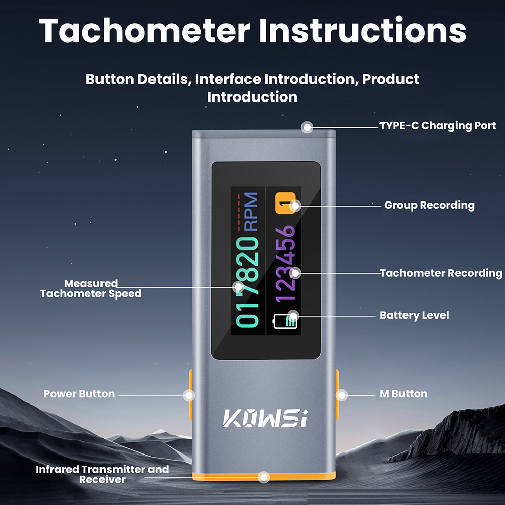 Tacômetro infravermelho TFT de - Industrial Laser Tachometer avaliação e preço
