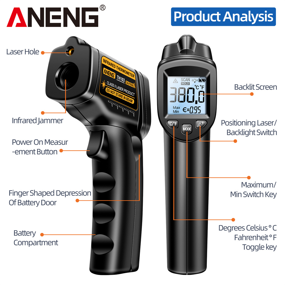 Termômetro laser infravermelho - Industrial Laser Thermometer Gun avaliação e preço