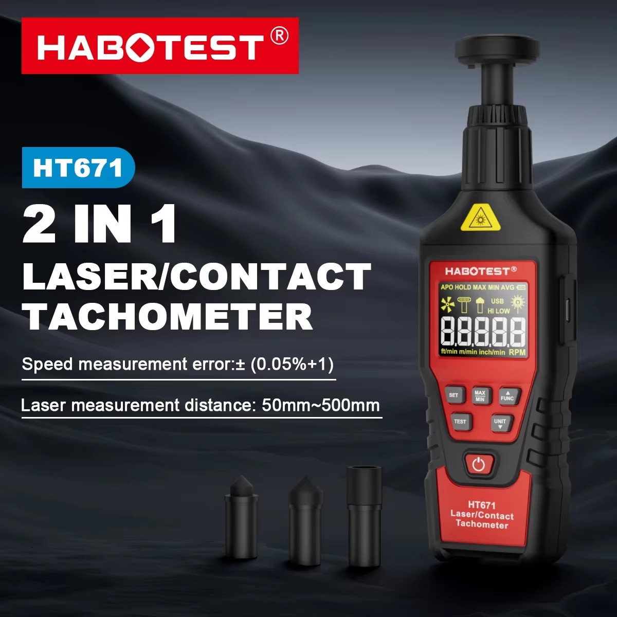 Tacômetro Digital 2 em 1 HABOT - Industrial Laser Tachometer avaliação e preço