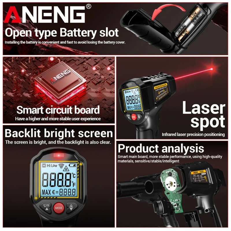 Aneng th202 termômetros portát - Industrial Laser Thermometer Gun avaliação e preço