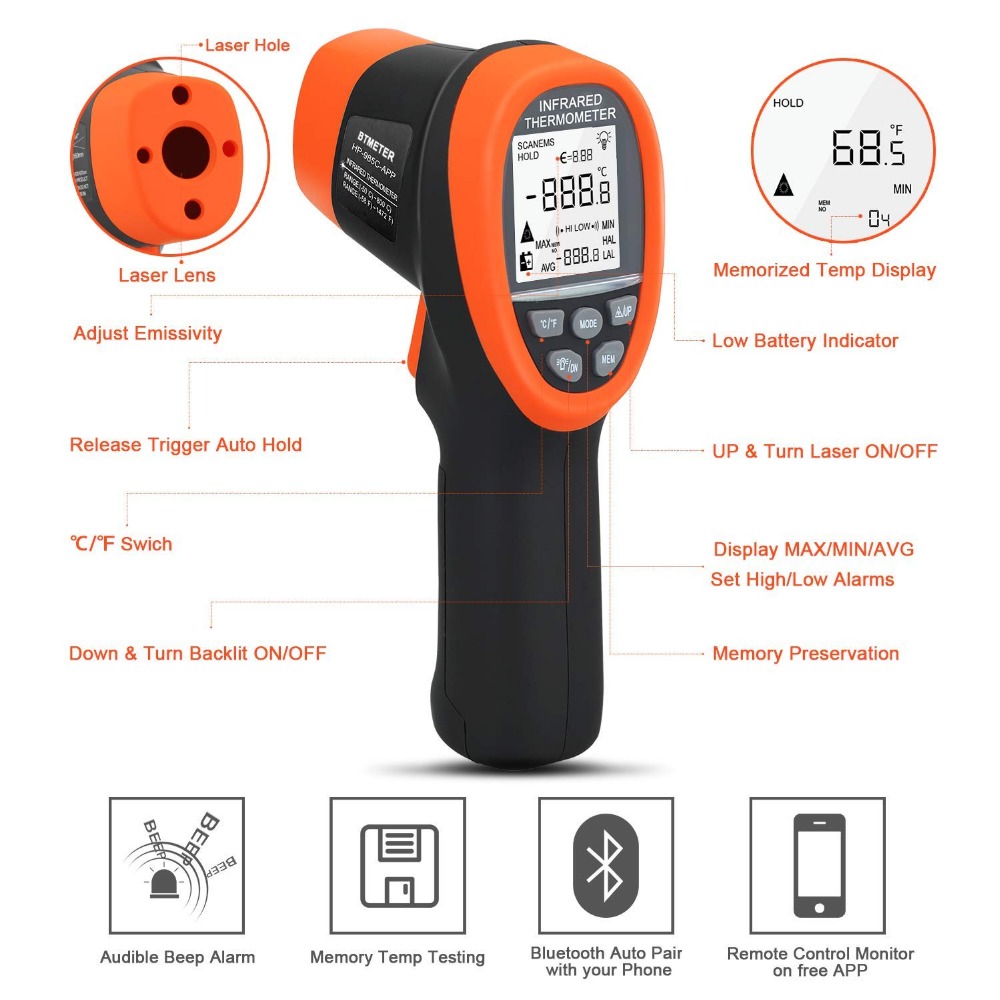 Termômetro IR sem contato com  - Industrial Laser Thermometer Gun avaliação e preço