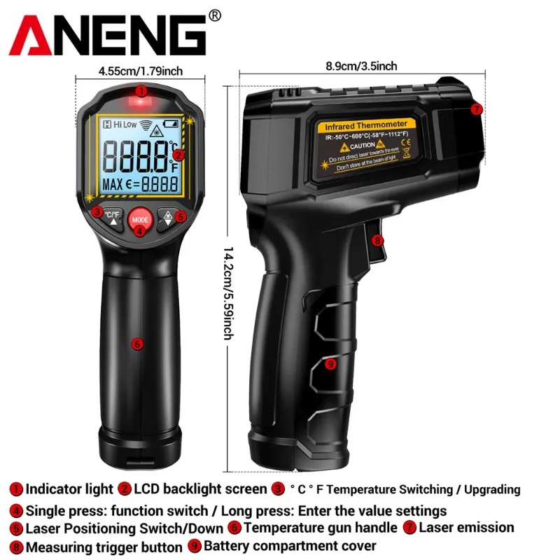 Termômetro Infravermelho Sem C - Industrial Laser Thermometer Gun avaliação e preço